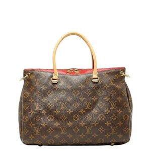 Louis Vuitton Monogram Pallas Handbag Cerise Red Brown Leather
